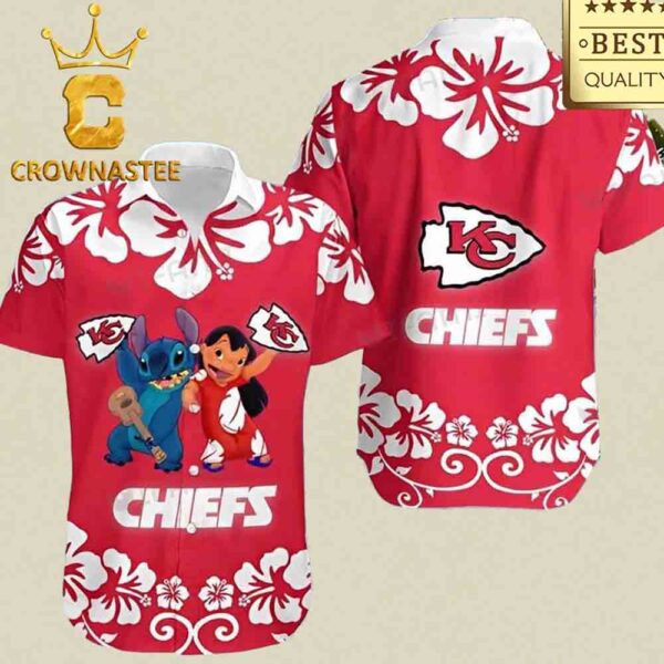 Kansas City Chiefs NFL Lilo Stitch Floral Summer Vibes Tropical Hawaiian Shirt