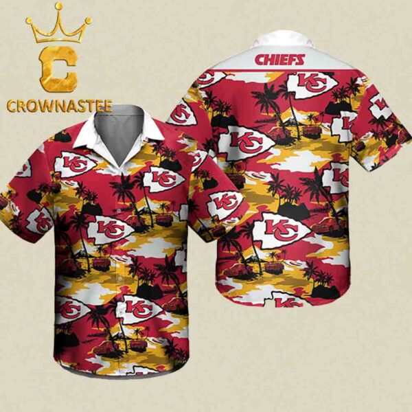 Kansas City Chiefs NFL Palm Tree Sunset Logo Hawaiian Shirt