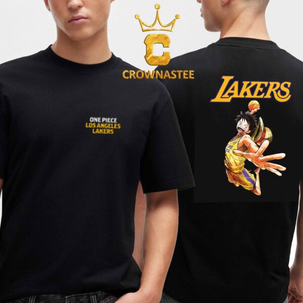 Los Angeles Lakers x One Piece Luffy NBA 2025 Game Night Collab Two Sided T-Shirt