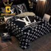 Louis Vuitton Big Logo Luxury Brand Comforter White And Brown Bedding Sets