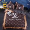 Louis Vuitton Big Logo Luxury Brand Comforter White And Brown Bedding Sets