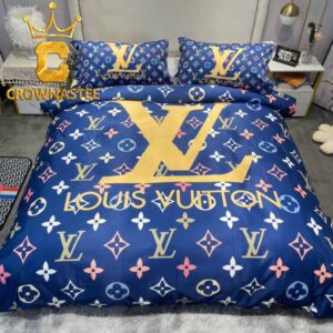 Louis Vuitton Big Logo Navy Bedding Sets Duvet Cover Bedspread