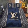 Louis Vuitton Big Logo Pattern Luxury Black Bedding Sets Duvet Set Pillow Cover