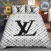 Louis Vuitton Big Logo Pattern Luxury Brand Comforter Brown Bedding Sets