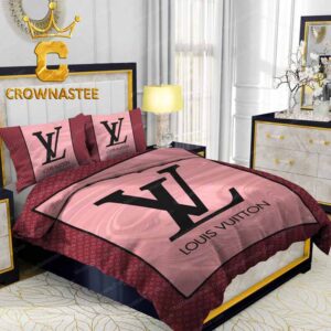 Louis Vuitton Big Logo Pink Red Comforter Bedding Sets Bed Sets Duvet Cover Bedspread