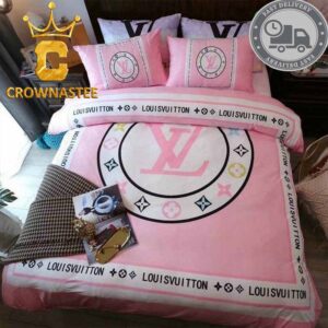 Louis Vuitton Big Logo Pink White Bedding Sets Duvet Cover Bedspread