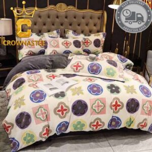 Louis Vuitton Big Logo White Pattern Luxury Brand Comforter Bedding Sets Bedroom