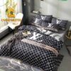 Louis Vuitton Luxury Black Orange Soft Bedding Sets Duvet Set Bedroom