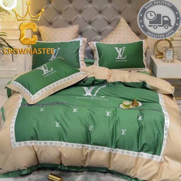 Louis Vuitton Luxury Green Bedding Sets Duvet Cover Bedspread