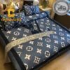 Louis Vuitton Luxury Pattern Grey Bedding Sets Duvet Cover Bedspread