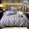 Louis Vuitton Luxury Navy Gold Soft Bedding Sets Duvet Cover Bedspread