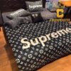 Louis Vuitton x Supreme Big Logo Comforter Bedding Sets Bedroom Sets Duvet Cover Bedspread