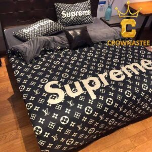 Louis Vuitton x Supreme Big Logo Comforter Bedding Sets Bedroom Duvet Cover