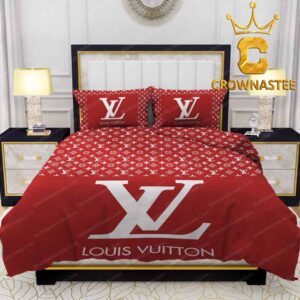 Louis Vuitton x Supreme Big Logo Comforter Red Bedding Sets Bedroom Duvet Cover