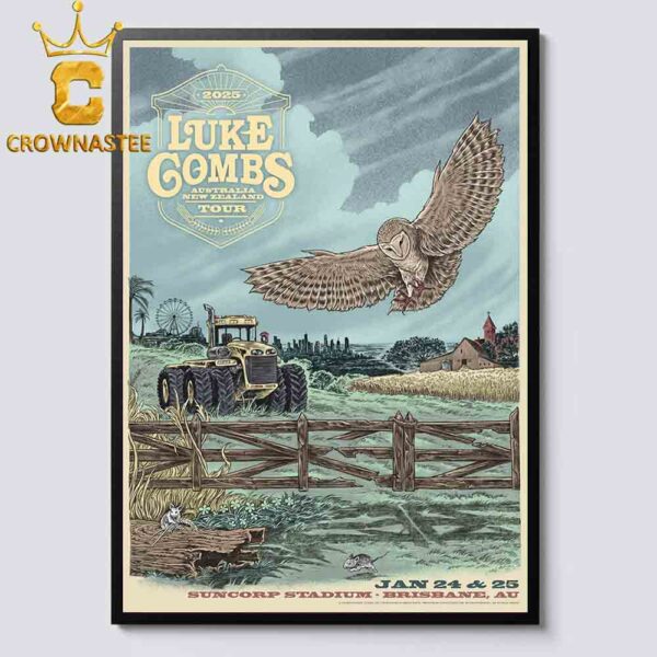 Luke Combs Brisbane Show 2025 Suncorp Stadium On January 24th And 25th Australia New Zealand Tour Home Decor Poster Canvas