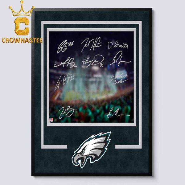 Philadelphia Eagles Autographed Super Bowl LIX Champions Deluxe Photograph Signatures Jalen Hurts Cooper DeJean Dallas Goedert Saquon Barkley And More Limited Edition Poster Canvas