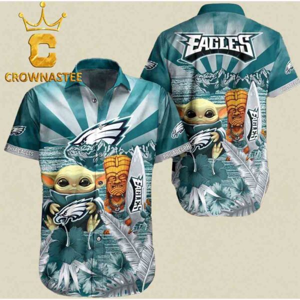Philadelphia Eagles NFL Baby YodaFloral Summer Vibe Hawaiian Shirt