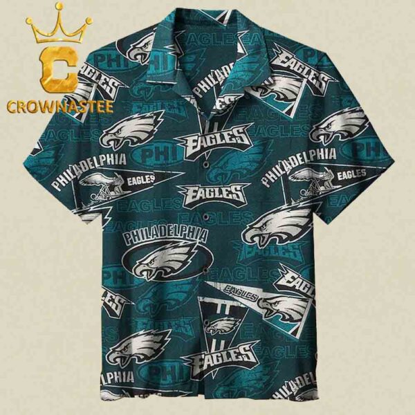 Philadelphia Eagles NFL Heritage Collage Summer Vibes Hawaiian Shirt