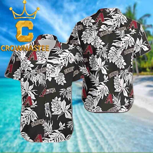 Arizona Diamondbacks MLB Baseball Floral Tropical Black White Hawaiian Shirt