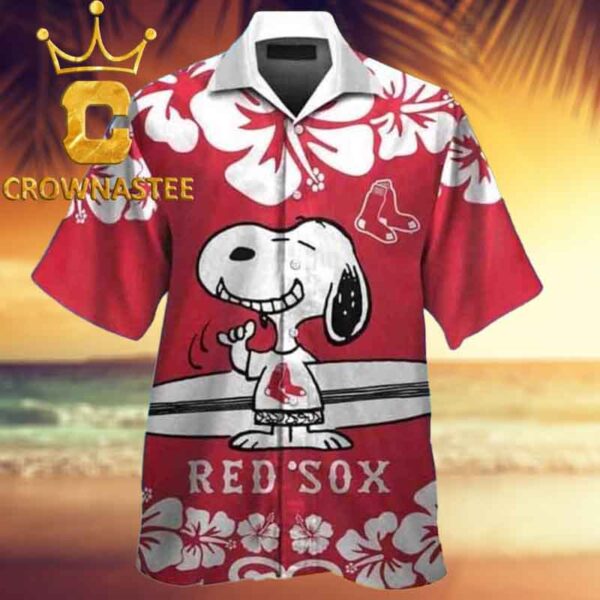 Boston Red Sox Snoopy MLB Baseball Floral Summer Vibes Hawaiian Shirt