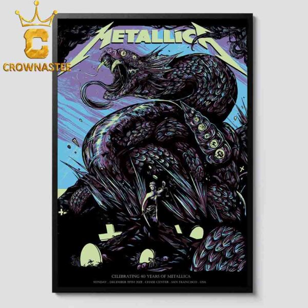 Metallica San Francisco CA 2021 Chase Center December 19th 40th Anniversary Shows Home Decor Poster Canvas