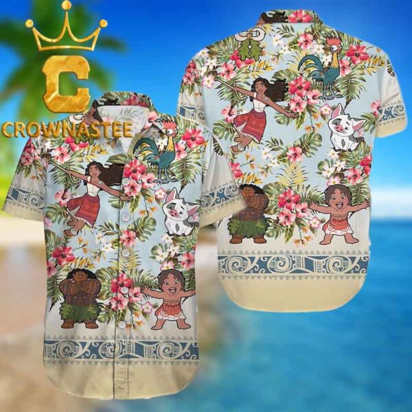 Moana Maui Toddler Moana Disney Floral Tropical Summer Vibe Hawaiian Shirt