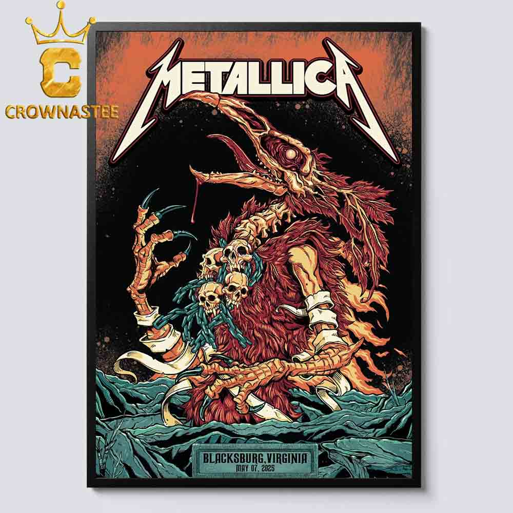 Metallica Blackburg 2025 Lane Stadium Virginia On May 7th M72 World Tour Home Decor Poster Canvas Metallica Blackburg 2025 Lane Stadium Virginia On May 7th M72 World Tour Home Decor Poster Canvas