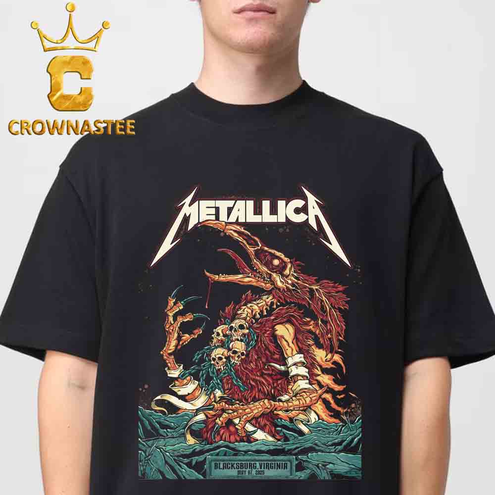 Metallica Blackburg 2025 Lane Stadium Virginia On May 7th M72 World Tour Unisex T-Shirt Hoodie Sweater Metallica Blackburg 2025 Lane Stadium Virginia On May 7th M72 World Tour Unisex T-Shirt Hoodie Sweater
