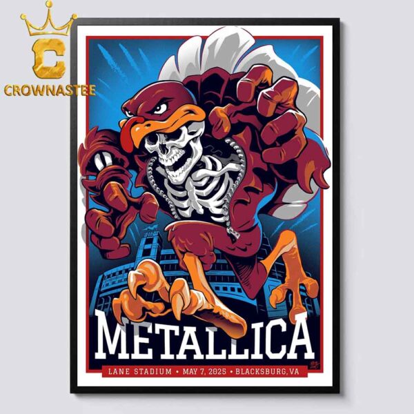 Metallica Blackburg VA 2025 Lane Stadium On May 7th M72 World Tour Home Decor Poster Canvas