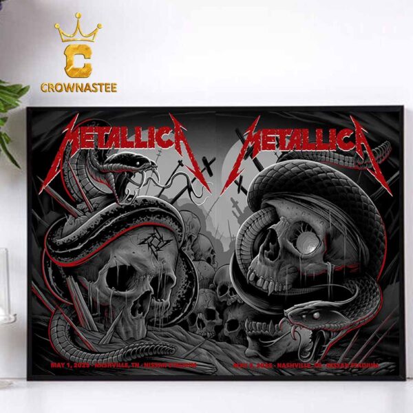 Metallica Nashville 2025 Nissan Stadium TN M72 World Tour On May 1st 2nd Day 1 Day 2 Matchup Home Decor Poster Canvas