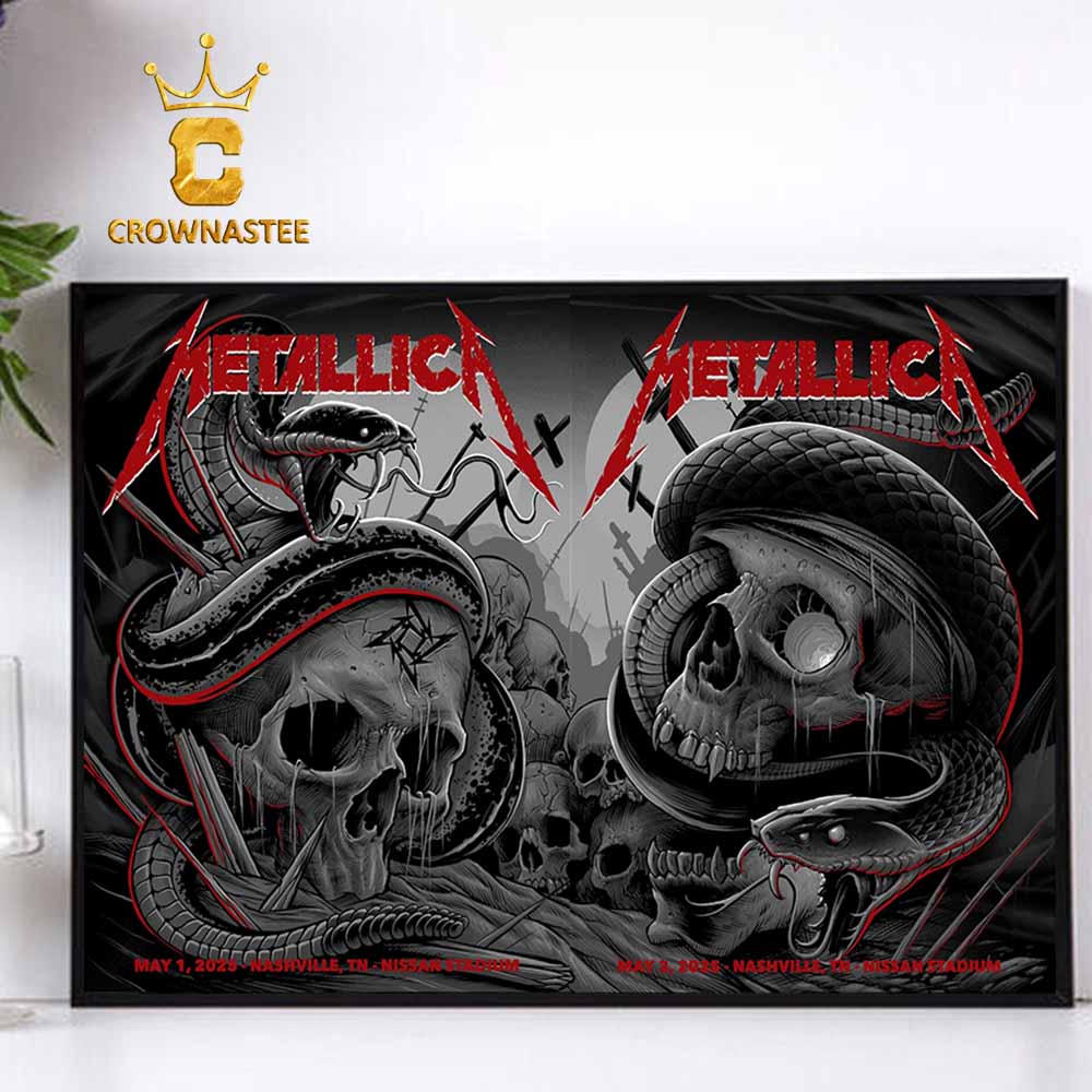 Metallica Nashville 2025 Nissan Stadium TN M72 World Tour On May 1st 2nd Day 1 Day 2 Matchup Home Decor Poster Canvas Metallica Nashville 2025 Nissan Stadium TN M72 World Tour On May 1st 2nd Day 1 Day 2 Matchup Home Decor Poster Canvas