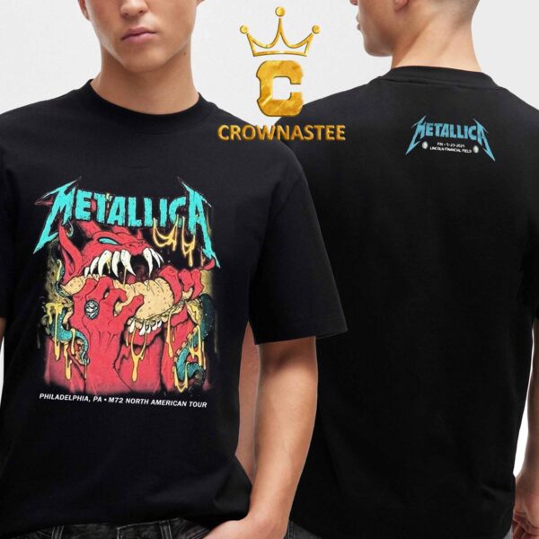 Metallica Philadelphia 2025 Lincoln Financial Field M72 Philly North American Tour On May 23rd Two Sided T-Shirt