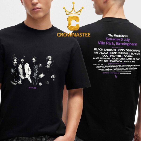 Back To The Beginning Ozzy Osbourne 2025 Black Sabbath Band Photo Event Two Sided T-Shirt