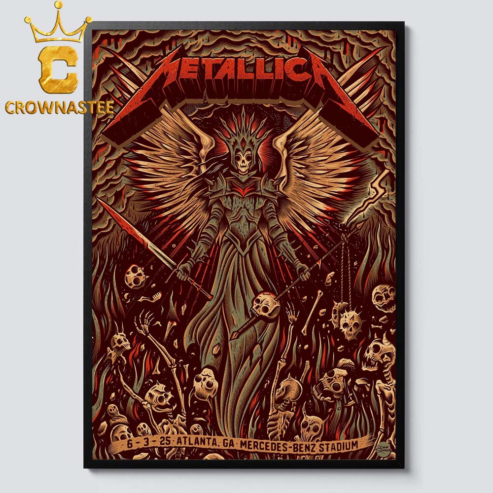 Metallica Atlanta 2025 GA Mercedes Benz Stadium On June 3rd M72 World Tour Home Decor Poster Canvas Metallica Atlanta 2025 GA Mercedes Benz Stadium On June 3rd M72 World Tour Home Decor Poster Canvas