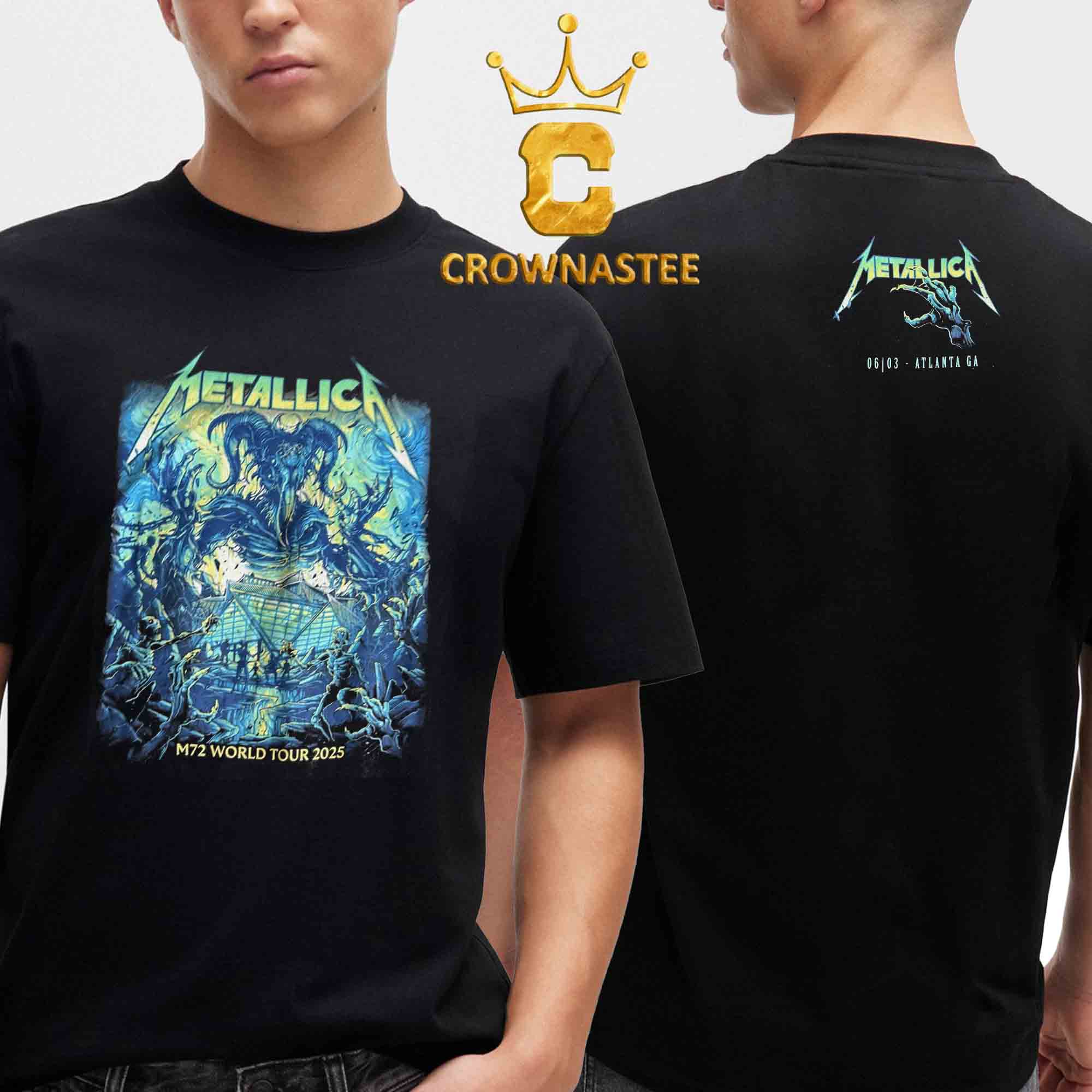 Metallica Atlanta 2025 Mercedes Benz Stadium GA On June 3rd M72 World Tour Two Sided T-Shirt Metallica Atlanta 2025 Mercedes Benz Stadium GA On June 3rd M72 World Tour Two Sided T-Shirt