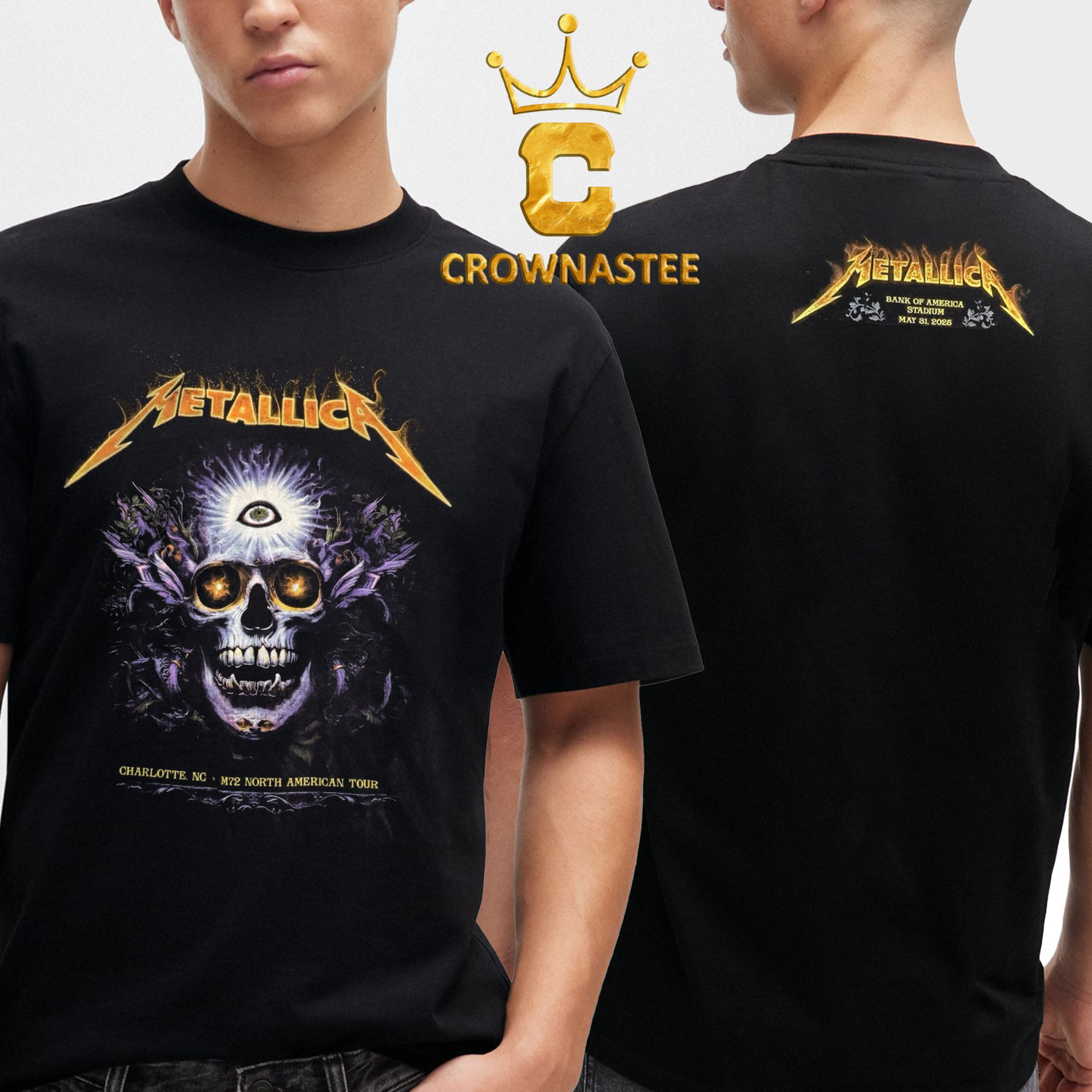 Metallica Charlotte NC 2025 Bank Of America Stadium On May 31st M72 North American Tour Two Sided T Shirt Metallica Charlotte NC 2025 Bank Of America Stadium On May 31st M72 North American Tour Two Sided T Shirt