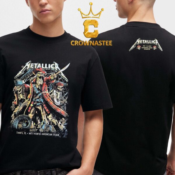 Metallica Tampa 2025 Florida Raymond James Stadium On June 6th Limited Pop Up Two Sided T-Shirt