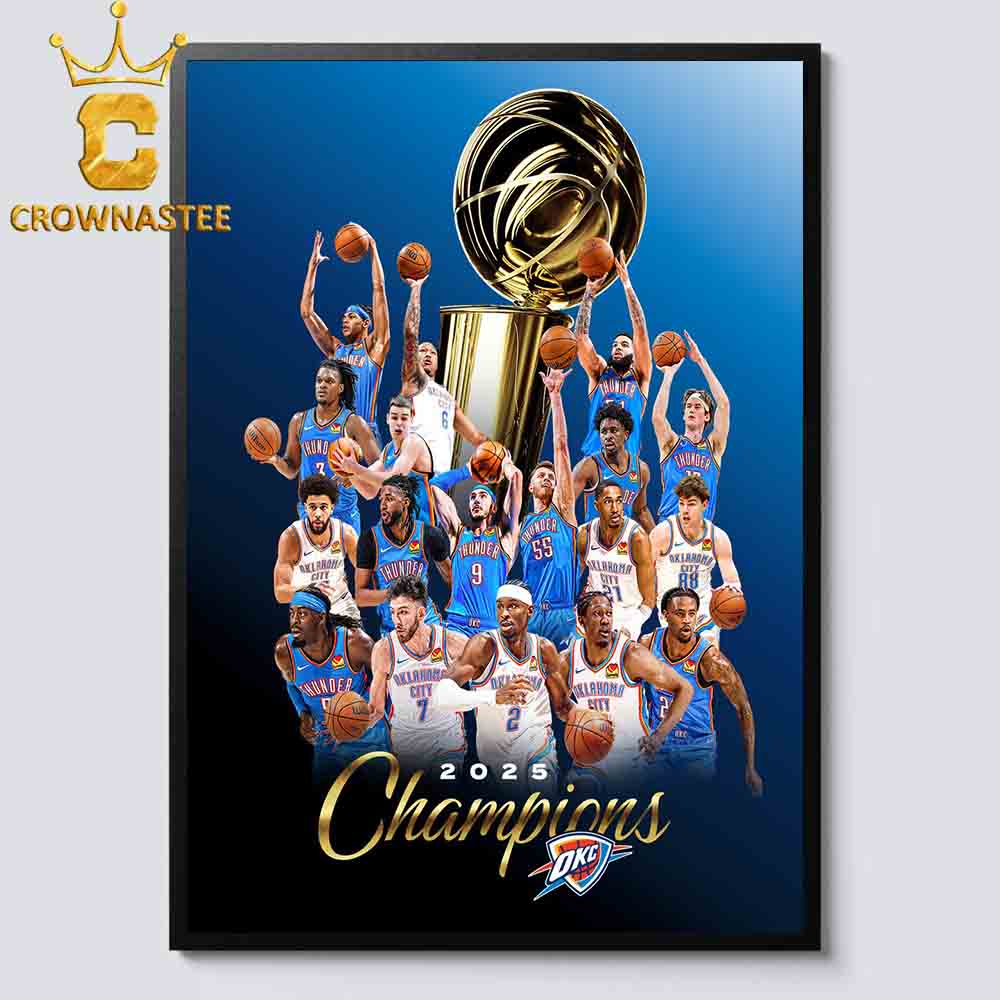 OKC Thunder 2025 NBA Finals Champions All Team Wall Art Poster Canvas OKC Thunder 2025 NBA Finals Champions All Team Wall Art Poster Canvas