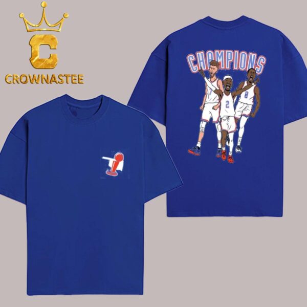 OKC Thunder Big 3 NBA Champions 2025 SGA Shai Gilgeous-Alexander Jalen Williams Chet Holmgren Two Sided T-Shirt