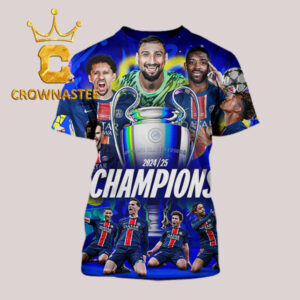 Paris Saint Germain PSG Triomphe 2025 d’Europe Champions League Munich Final All Over Print T-Shirt