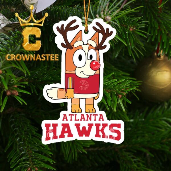 Atlanta Hawks Bluey Chilli Christmas Deer NBA Tree Decor Ornament