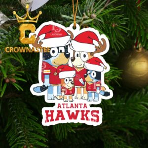 Atlanta Hawks Bluey Santa Family NBA Christmas Tree Decor Ornament