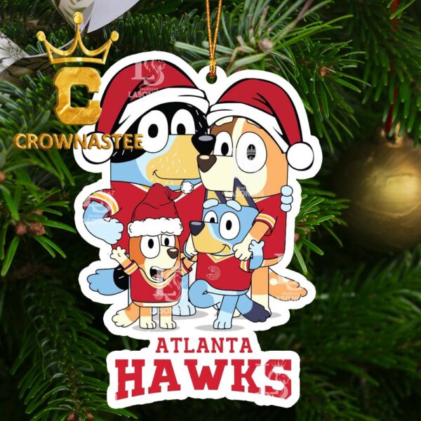 Atlanta Hawks Christmas Bluey Family Sport NBA Christmas Tree Decor Ornament