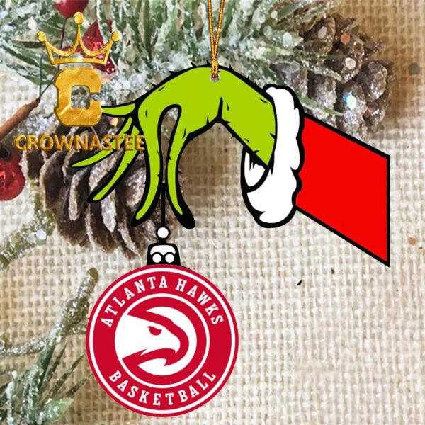 Atlanta Hawks Grinch Hand Stole Christmas Tree Decorations Ornament