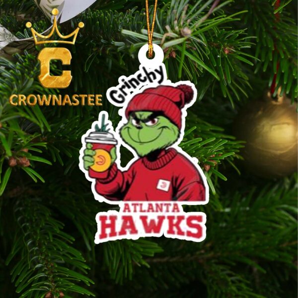 Atlanta Hawks NBA Grinchy Christmas Tree Decor Ornament