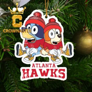 Atlanta Hawks NBA Bluey And Bingo Sit Christmas Tree Decor Ornament