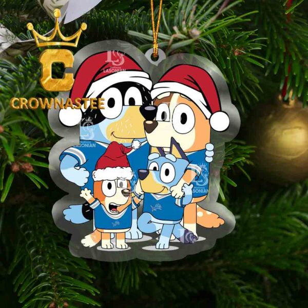 Detroit Lions Bluey Family Christmas Acrylic Decoration Christmas Tree Ornament