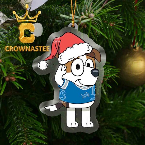 Detroit Lions Bluey Jack Christmas NFL Acrylic Christmas Tree Decoration Ornament