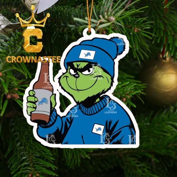 Detroit Lions Boujee Grinch NFL Acrylic Christmas Tree Decor Ornament