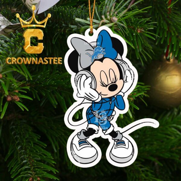 Detroit Lions Cute Minnie Mouse Dancing NFL Christmas Tree Decor Ornament